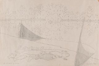 Carroll Cloar drawing, Draught of Fishes