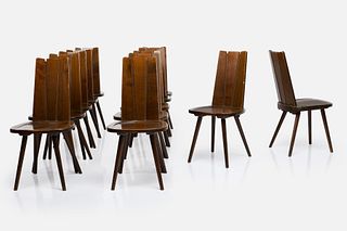 French, Brutalist Dining Chairs (12)
