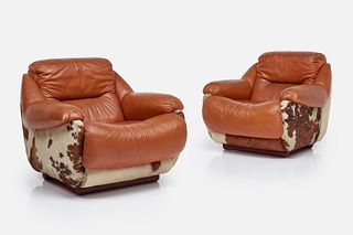 Italian, Cowhide Lounge Chairs (2)
