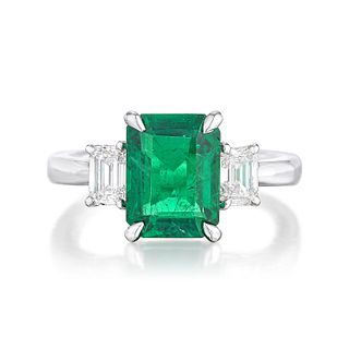 2.57-Carat Zambian Emerald and Diamond Ring