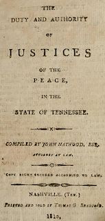Haywood: Duty of Justices of Peace Tennessee Nashville 1810