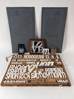 CERAMIC LETTERS, TYPESET, STAMPS, PLATES