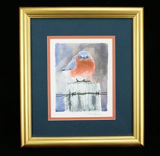 SIGNED WATERCOLOR OF BIRD