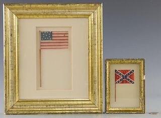 2 Parade Flags, US and CSA