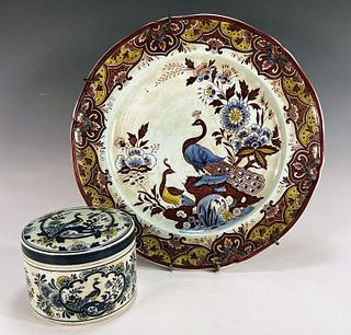 PORCELAIN PEACOCK CHARGER & BOX