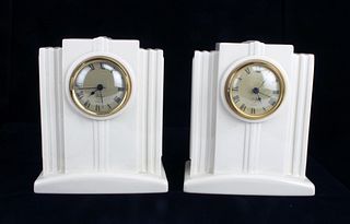 PAIR LENOX ART DECO STYLE TIMELY TRADITIONS CLOCKS