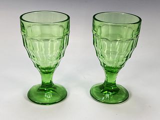TWO GREEN GLASS DESSERT CUPS