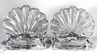 2 BACCARAT CRYSTAL BAMBOUS SHELL PLACE CARD HOLDERS