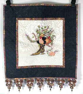 HANDMADE EMBROIDERED QUILTED WALL HANGING