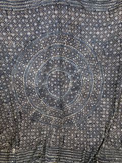 BLUE MANDALA PATTERNED COTTON TABLECLOTH OR BEDSPREAD