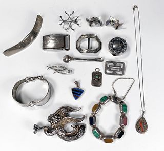 LOT OF STERLING ANTIQUE & MEXICAN JEWELRY