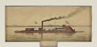 Cassily Adams, USS Osage Painting and Signed Document