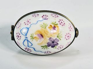 SMALL HAND PAINTED HINGED LIMOGES EGG BOX