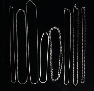 LOT OF 8 FAUX SILVER CHAINS