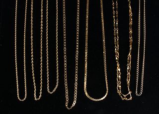 LOT OF 7 FAUX GOLD CHAINS