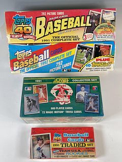 FOUR SEALED EARLY 1990'S TOPPS SCORE BASEBALL CARD SETS