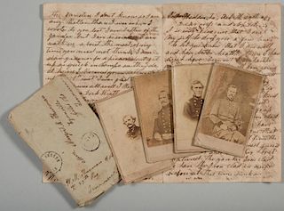Civil War era Letter and 4 CDVs, incl. Confederate Generals