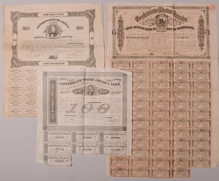 3 Sheets Confederate Bonds