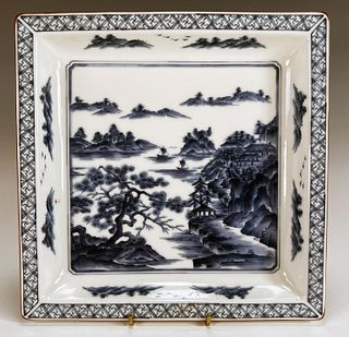 SQUARE CHINESE LANDSCAPE PLATE