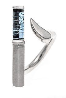 Design aquamarine ring PT 950/