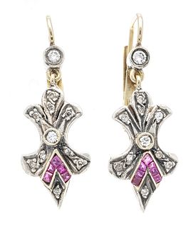 Ruby diamond earrings GG 585/0