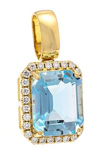 Aquamarine diamond pendant GG