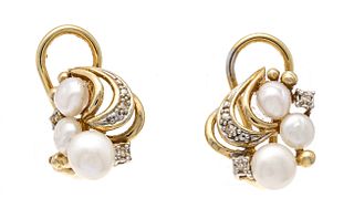 Pearl diamond clip earrings GG