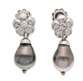 Tahitian pearl diamond earring