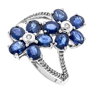 Sapphire flower ring WG 375/00