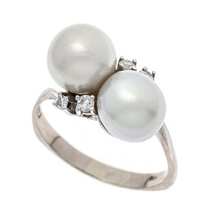 Akoya pearl diamond ring WG 58