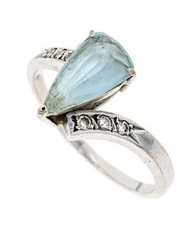 Aquamarine diamond ring WG 750