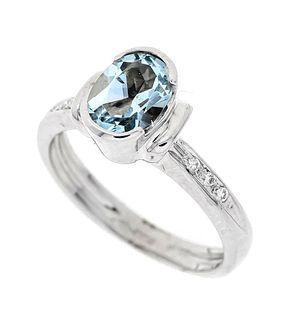 Aquamarine diamond ring WG 750