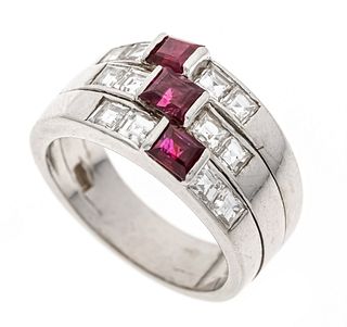 Ruby diamond ring WG 750/000 w