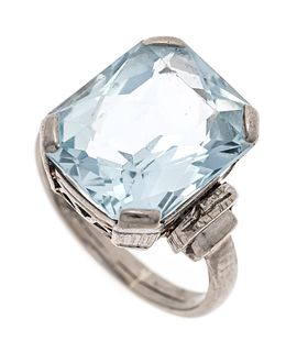 Aquamarine ring WG 750/000 wit