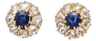 Sapphire diamond rose earrings