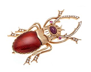 ''Stag beetle'' enamel ruby br