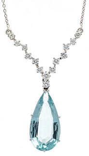 Aquamarine diamond necklace WG