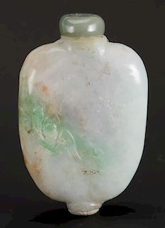 Green, White, Lavender Jade Snuff Bottle