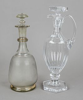 Two decanters, 20th c., 1x hex