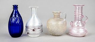 Four artist glass vases, 20th