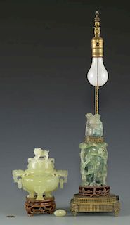 Chinese Hardstone Lamp &  Censer