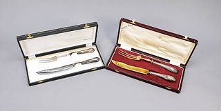 Two two-piece carving sets, ear