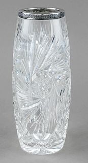 Crystal vase with silver mounti