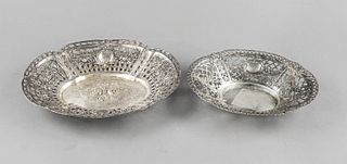 Two oval basket bowls, German,
