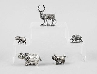 Five animal miniatures, mostly