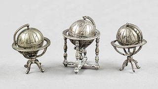 Three miniature globes, Italy,