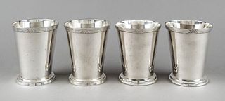Four cups, 20th c., plated, rou