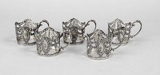 Five tea glass holders, German,