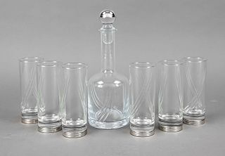 Seven-piece glass set with silv