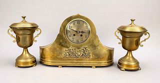 3-part brass table clock, with